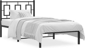 vidaXL Cadru pat metalic cu tăblie, negru, 90x200 cm