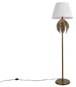Lampă de podea vintage de culoare aurie cu nuanță plisată albă 45 cm - Botanica