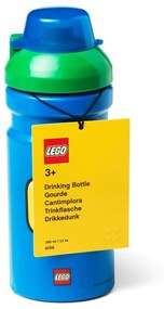 Sticlă pentru apă cu capac verde LEGO® Iconic, 390 ml, albastru