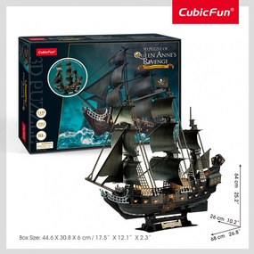 PUZZLE 3D LED NAVA QUEEN ANNE - 293 PIESE - CUBICFUN (L522h)