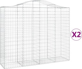 vidaXL Coșuri gabion arcuite 2 buc, 200x50x160/180 cm, fier galvanizat