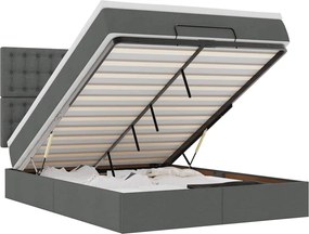 vidaXL Cadru pat otoman cu saltea țesătură gri închis 140x190cm