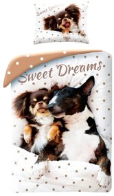Animale Sweet Dreams Set Lenjerie cu Căței 140×200cm, 70×90 cm