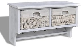 vidaXL Raft de perete, alb, 60 x 23,5 x 33 cm, lemn de paulownia