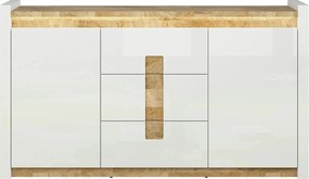 Comoda ALAMEDA, alb/stejar, PAL, 172x41x97 cm
