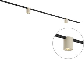 Modern railsysteem zwart met 2 beige spots 1-fase - Iconic Rondoo Up