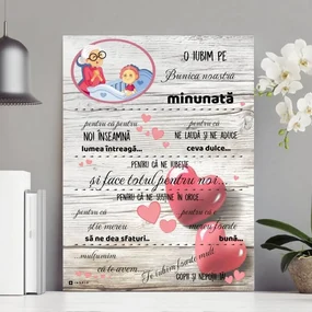 INSPIO Un cadou de Crăciun pentru bunica, de la copii și nepoți - dimensiune 40 x 30 cm. Livrăm în 24 de ore