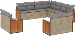 vidaXL Set canapele de grădină cu perne, 11 piese, bej, poliratan
