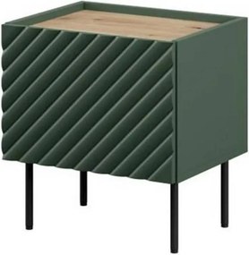 Set 2 noptiere ONDA, verde inchis/stejar, PAL laminat, 50x40x54 cm