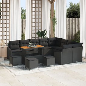 vidaXL Set de canapele pentru grădină 12 pcs Negru 100 x 100 x 71 cm