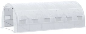 Outsunny Seră de grădină 18 m², cu ușă și pereți laterali, 12 ferestre, structură din oțel PE, Anti-UV, 6L x 3l x 2H m, alb | Aosom Romania