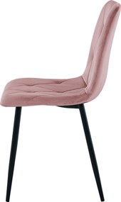 Roz scaun bucatarie LIBRA din catifea cu picioare negre