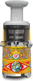 Storcător de fructe Smeg Dolce & Gabbana SJF01DGEU, 150 W, 500 ml, rotație inversă, recipient pentru resturi de 1,6 l, multicolor