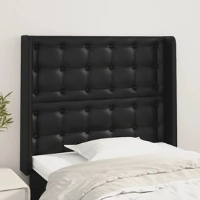 3119652 vidaXL Tăblie de pat cu aripioare, negru, 83x16x118/128 cm, piele eco