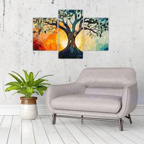 Tablou – Mozaic – soare și arbore I. (90x60 cm)