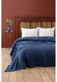 Cuvertură albastru-închis din muselină 220x250 cm Muslin – Mijolnir