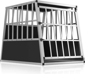 Cușcă de transport pentru câini BRUNO, 66x90x72cm, argintiu/negru Jurhan