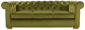 Canapea Oxford Chesterfield, 93x214x75 cm, 3 locuri, Olive