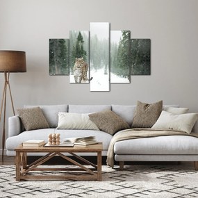 Tablou cu leopard în zăpadă (150x105 cm)