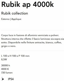 Aplica LED pentru Iluminat Exterior Rubik ap 4000K, Protectie IP54, Cafenie
