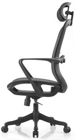 RESIGILAT- Scaun ergonomic Ella-H, mecanism inclinare/blocare, tetiera si suport lombar reglabile, Mesh, Negru