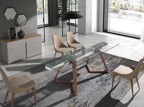 Comoda cu 6 sertare furnir din lemn de nuc si MDF lacuit, Anna