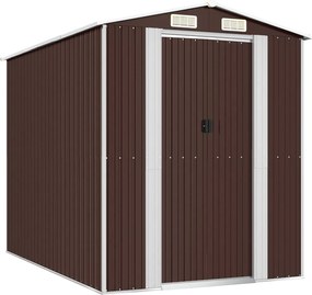 vidaXL Șopron de grădină, maro închis, 192x274x223 cm, oțel galvanizat