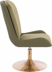 HR690N Scaun Velvet&amp;soft Piele Pu Măsline/Khaki Bază Aurie