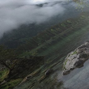 Tablou cu pomi în lac (cu ceas) (90x30 cm)