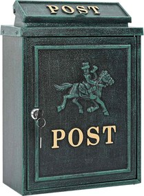 vidaXL Cutie Poștală Montată pe Perete cu ușă Verde 29 x 13 x 41 cm