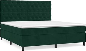 vidaXL Pat box spring cu saltea, verde închis, 160x200 cm, catifea