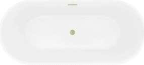 Mexen Yara cadă de baie freestanding canelată 170 x 75 cm, albă, preaplin auriu periat - 52861707500-55