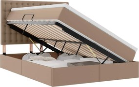 vidaXL Pat cu saltea și LED Cappuccino 140 x 190 cm Piele artificială