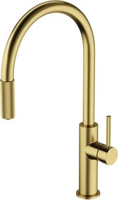 Baterie bucatarie cu dus extractibil Omnires Switch compatibila cu sistem filtrare apa finisaj alama periata
