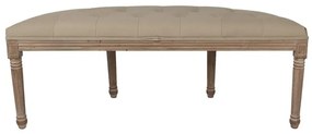 Bancheta shabby chic 2 locuri, semirotund, bej, stofa, 125x41x48 cm