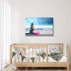 Tablou cu nisip, crin și pietrele spa (90x60 cm)