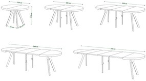 Mazzoni VITO Alb Mat/picioare negre - MASĂ MARE ROTUNDĂ Ø110 EXTENSIBILĂ PÂNĂ LA 310 cm CU PICIOARE "Y" LOFT/INDUSTRIALĂ