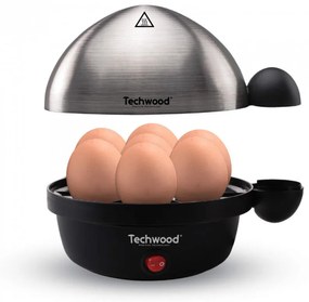 Fierbator pentru ouа Techwood TO-007, 350W, 7 oua, Functie de prajire pana la 4 ouăa, Alarma, Negru/Inox