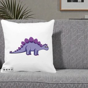 Perna Personalizata Stegozaur Mov, 40x40 cm, Alba Mata, Husa Detasabila, Perna Inclusa, BEKZ®