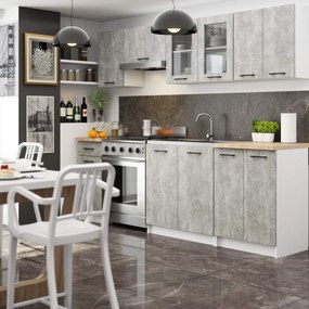 Vitrină de bucătărie superioară Organo 580 (alb + beton). 1117504