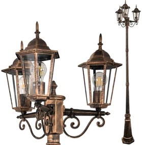 Lampă de exterior 3xE27/20W/230V IP43 2,58 m patină