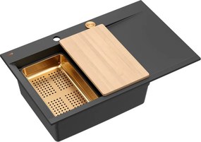 Statie de lucru incastrata Quadron Josh 111 finisaj negru diamant - cupru 78x50 cm