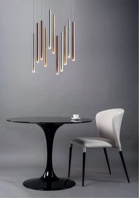 Lustra LED design minimalist cu 11 pendule LOYA crom/ auriu- french gold/ cupru