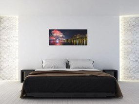 Tablou cu artificii in Singapur (120x50 cm)