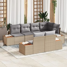 vidaXL Set de canapele de grădină cu perne Bej Ratan Poli Acacia