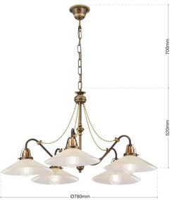 Lustra realizata manual design rustic ARTDESIGN 5L, patina/ champagne