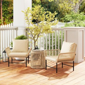 Outsunny Set mobilier de grădină din Polyrattan, mobilier outdoor pentru balcon pentru 2 persoane, 3 piese cu 2 scaune, măsuță laterală, perne | Aosom Romania