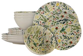 Delicatețe Florală: Colecția Vintage cu set de masă pentru 4 persoane de 12 piese cu bol