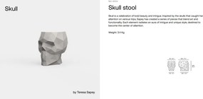 Taburete exterior/interior design decorativ SKULL STOOL, mat