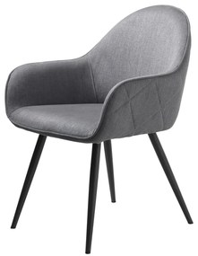 Scaun de sufragerie gri cu cotiere tapițat Minto – Unique Furniture